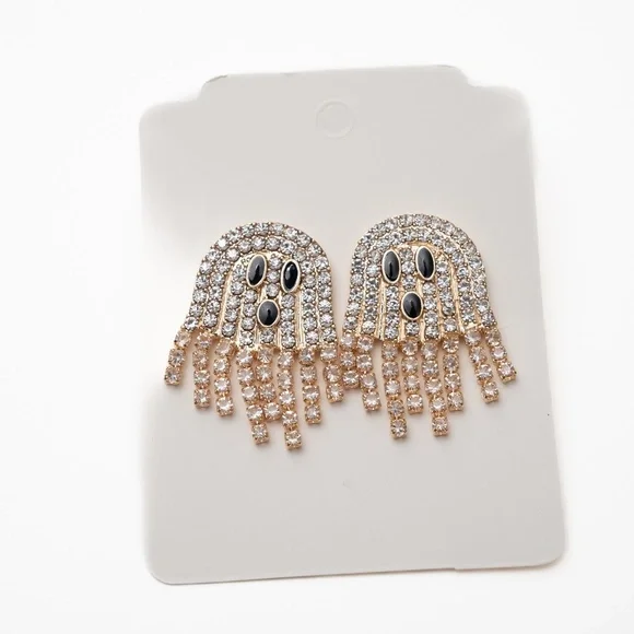 Halloween Rhinestone Ghost Earrings. - Picture 7 of 7